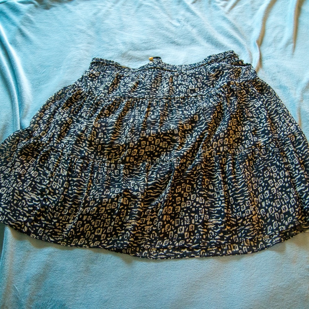 Loft Patterned Mini Drawstring Skirt Euc - image 2